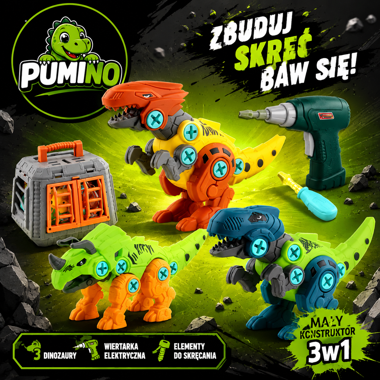 Pumino DinoLab™ | Zestaw Małego Konstruktora 3w1